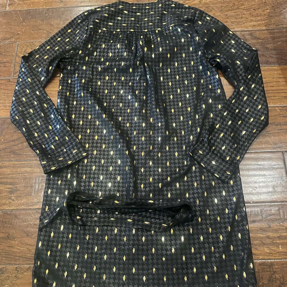 Ciminy Paris Black with Gold Flecked Print Collared Button Up Shirt Jacket with - Picture 6 of 6